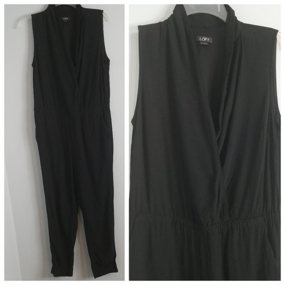 LOFT Pants - Loft black sleeveless jumpsuit
